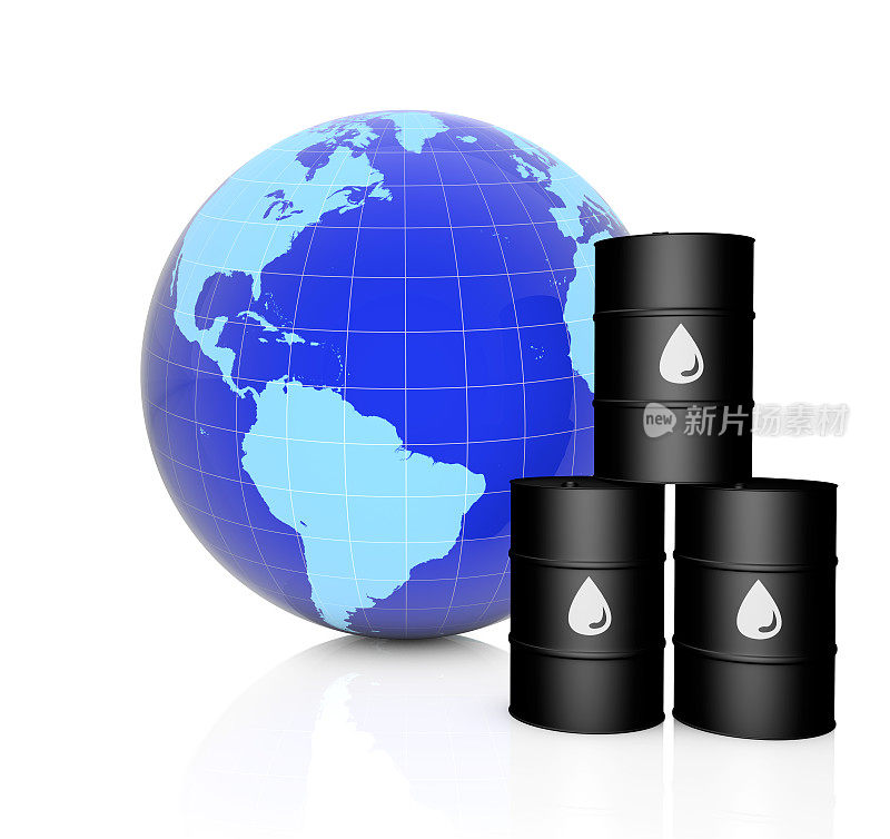地球和石油桶