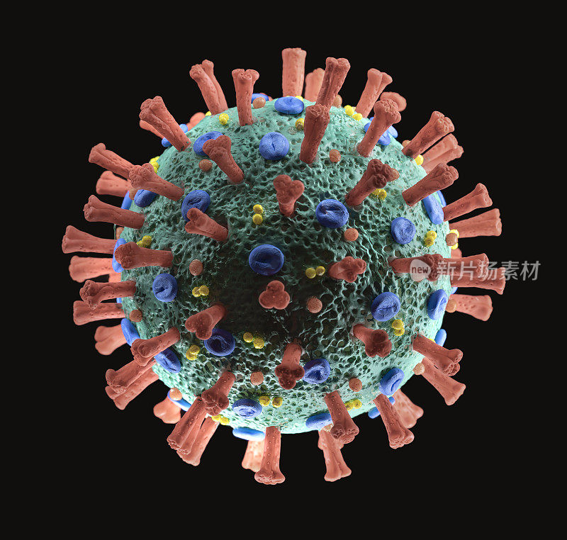 COVID-19冠状病毒悬浮显微镜模型分离在黑色