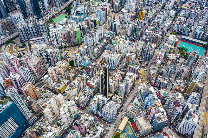 香港旺角地区的无人机照片