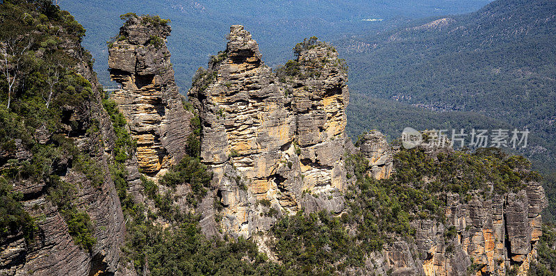 三姐妹岩层。蓝色mtn新南威尔士。