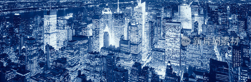 曼哈顿帝国大厦夜间鸟瞰图
