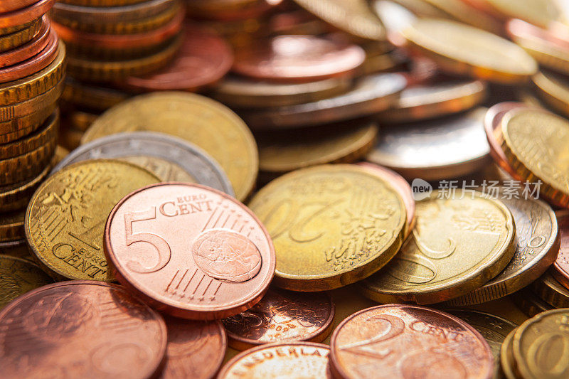 货币:欧元硬币静物