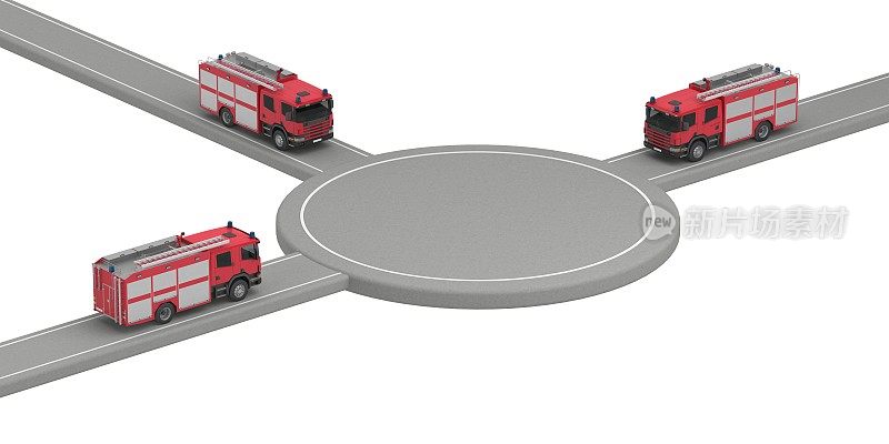 消防车从不同方向行驶的模板区域