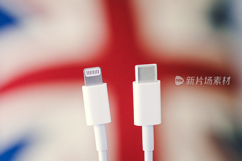 USB-C到闪电充电线宏特写