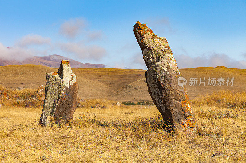 在Zorats-Karer或Karahunj的立石。古代巨石群，亚美尼亚的Syunik地区