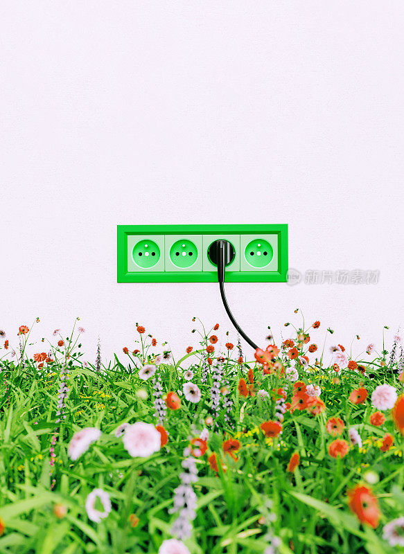 绿色电源插座鼓励选择可持续能源