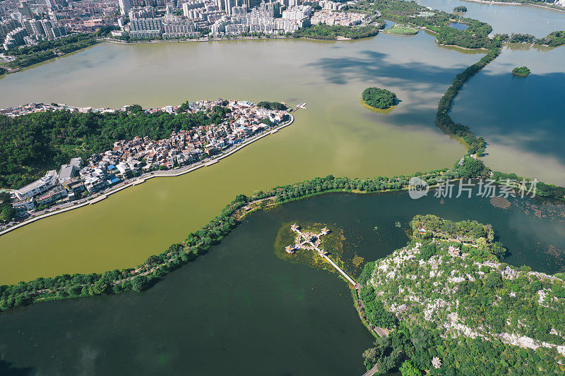 肇庆市七星洞(五龙阁)鸟瞰图