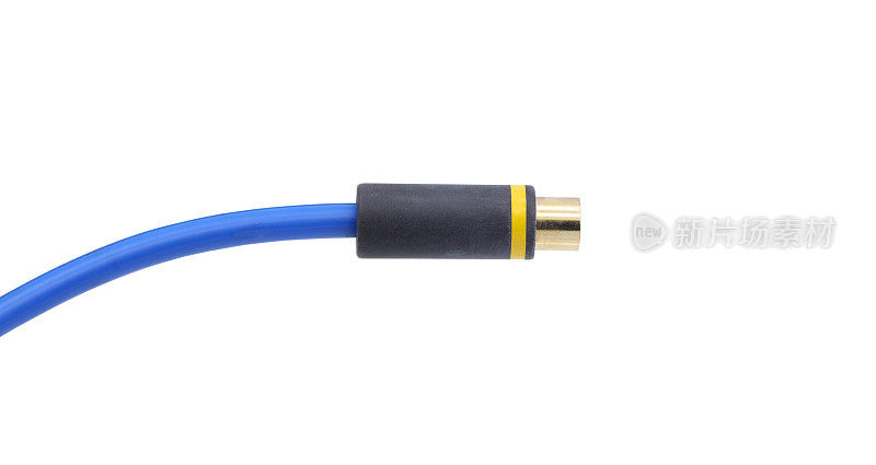 蓝色AV电缆连接器隔离在白色背景。