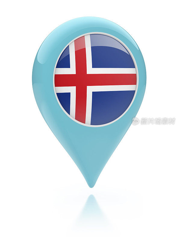 3D地图指针-冰岛国旗