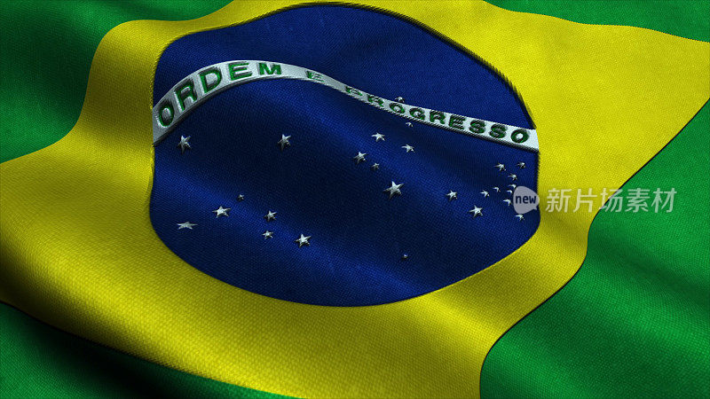 巴西国旗波浪特写图像