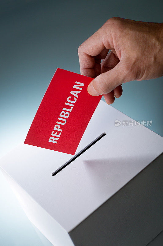 美国大选选民投票给共和党的选票上有大象的标志