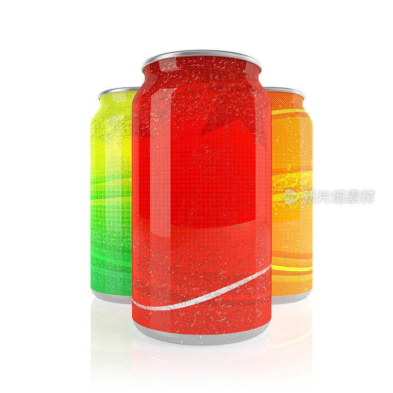 红色易拉罐，无商标，空白标签，白色底色