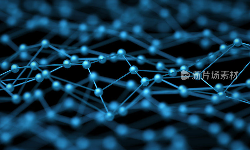 未来技术和科学背景。网络连接或分子结构表面