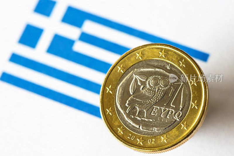 希腊国旗和欧元