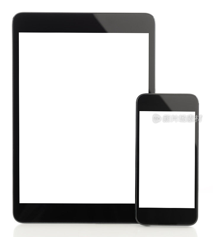 空白白屏幕平板电脑和智能手机