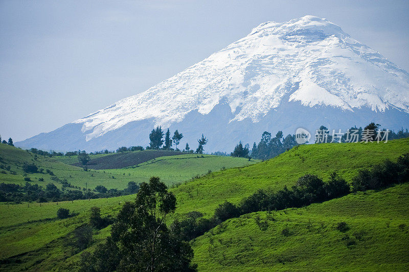 科托帕西火山前的田野景观