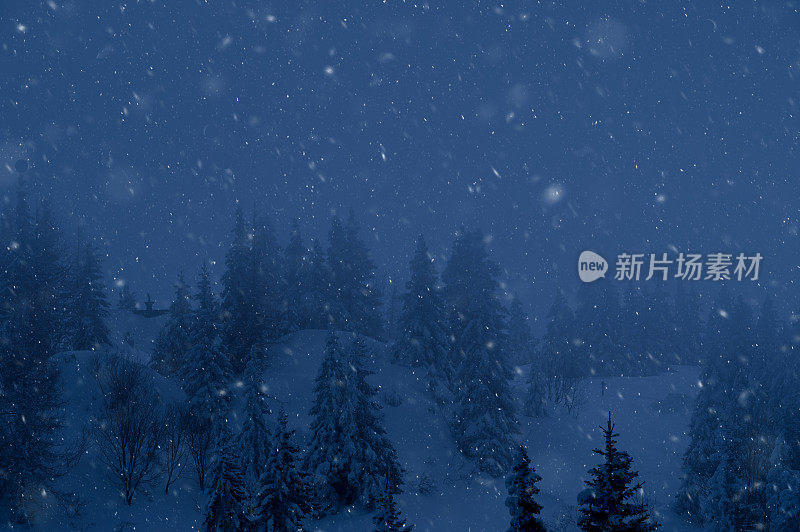 晚上降雪