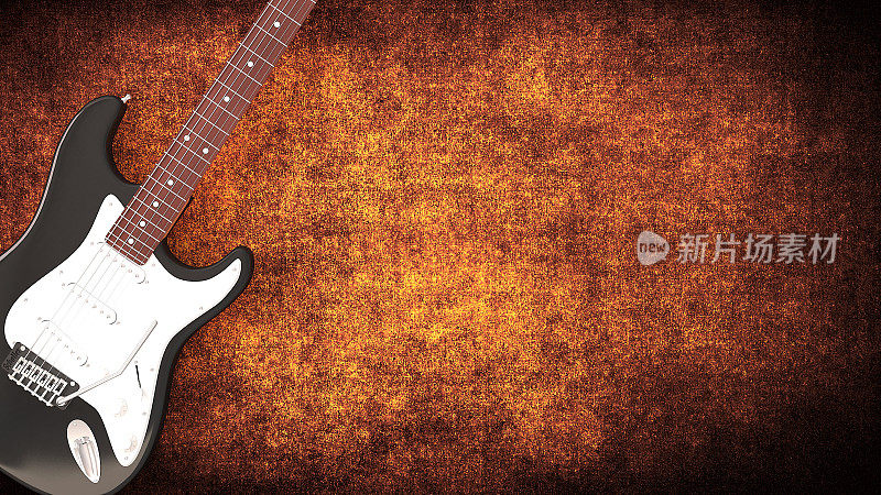 电吉他平面设计在复制空间红色背景