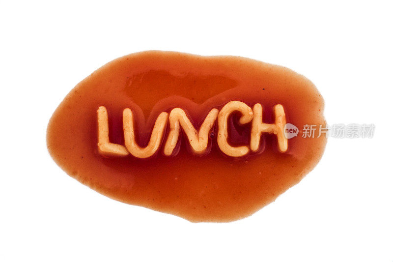 “Lunch”这个单词是用字母意大利面形状拼出来的