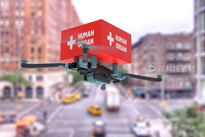 运送无人机在纽约市与人体器官移植飞行