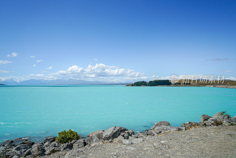 普卡基湖观景台，普卡基湖和库克山在南岛，新西兰