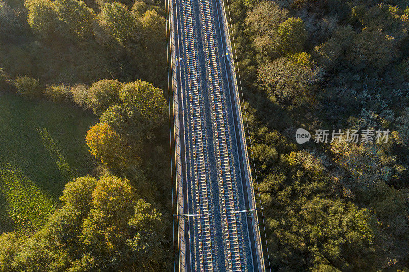 无人机鸟瞰高速铁路桥