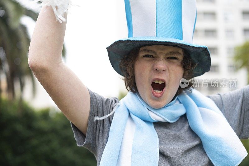 阿根廷男孩庆祝世界杯足球赛