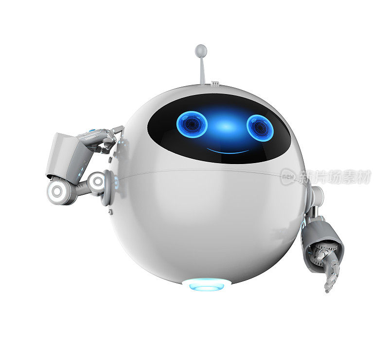 可爱的助手人工智能机器人没有腿手指点