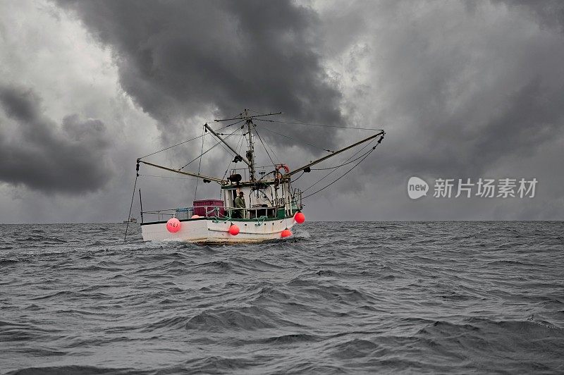 加拿大纽芬兰海岸的渔船