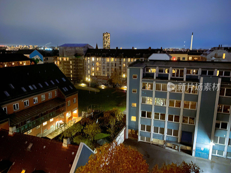 哥本哈根Nørrebro的夜景