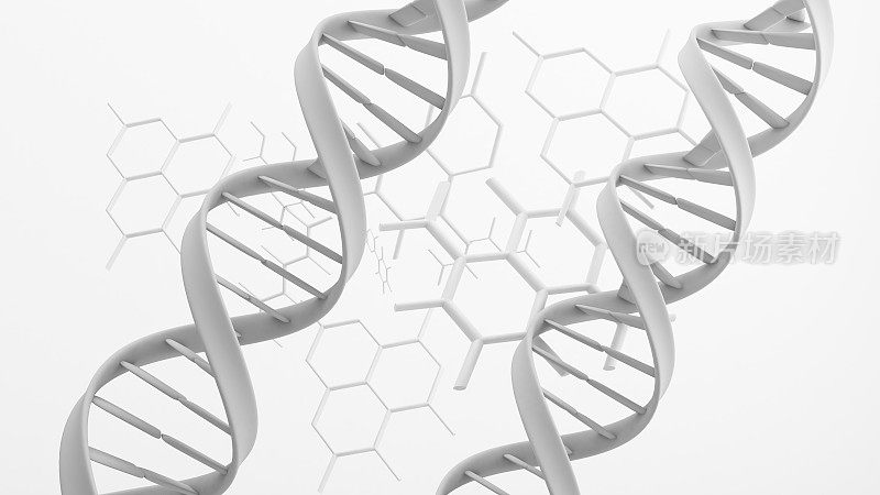 生命基因编辑技术，DNA结构概念背景图，3d渲染