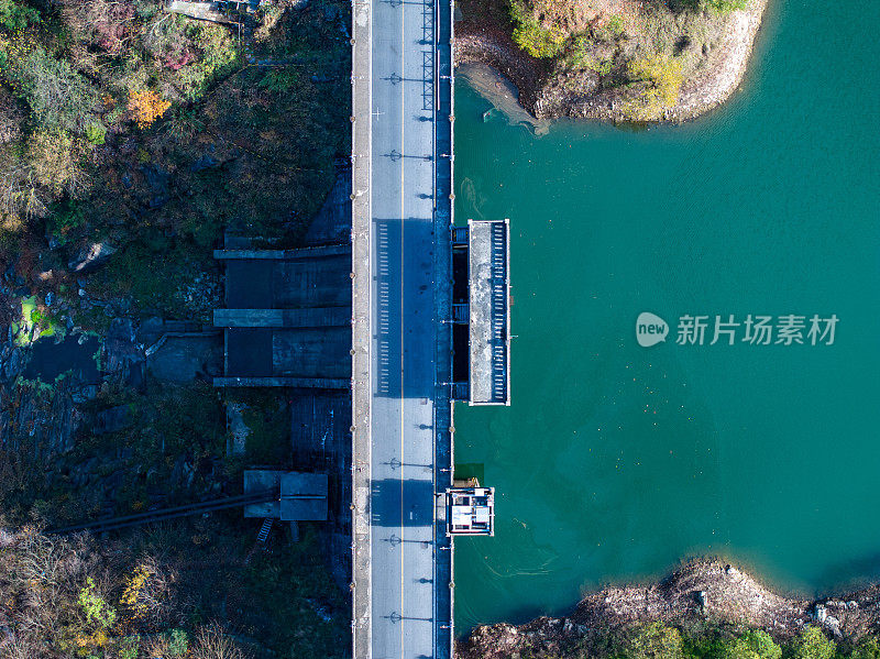 山上水库、水电站大坝航拍