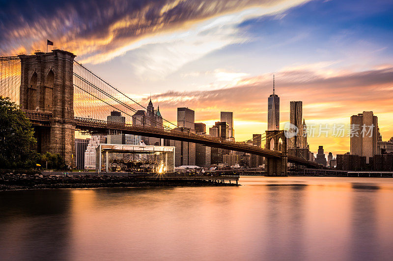 日落时分的布鲁克林大桥