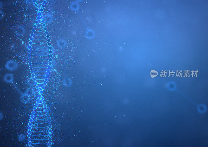 蓝色背景的DNA串