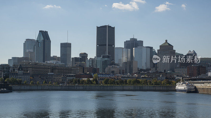 反映蒙特利尔，城市，加拿大，城市景观，摩天大楼线