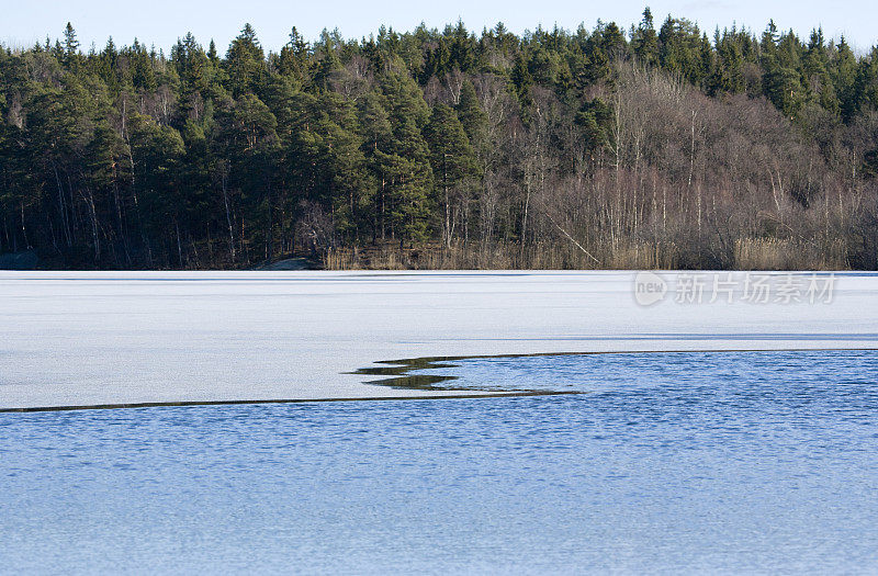 湖面上正在融化的冰