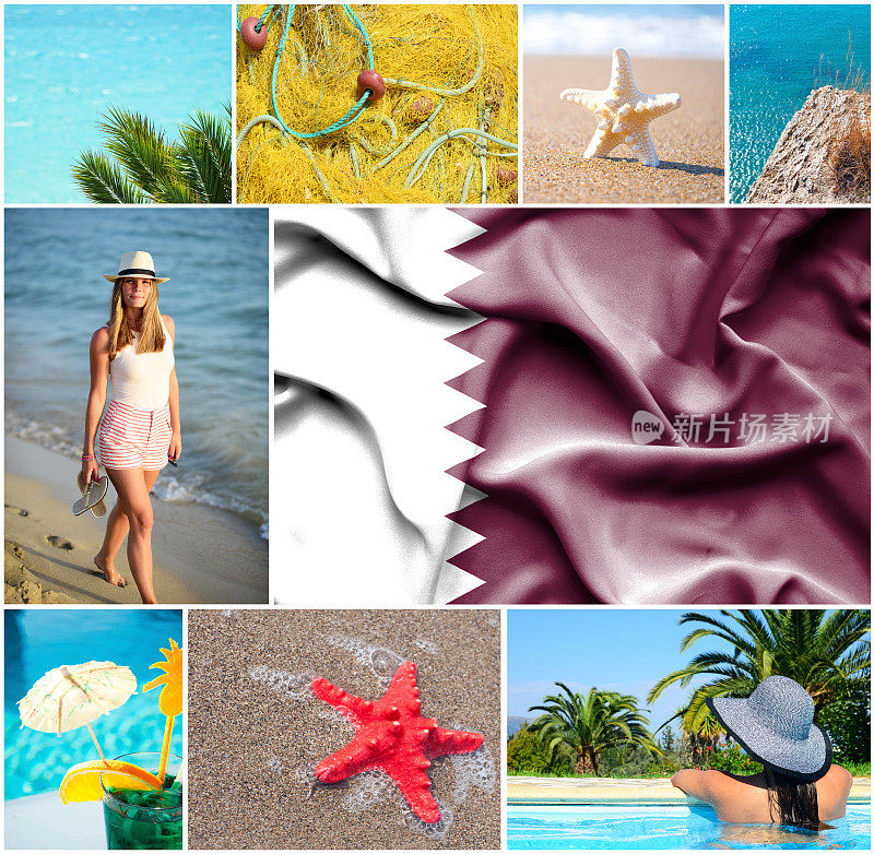 卡塔尔暑假的概念拼贴画