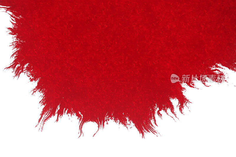 抽象红色血墨水彩飞溅在白色背景上，危险恐怖或医疗保健