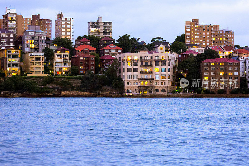 晚上在城市，美丽的悉尼郊区，复印空间