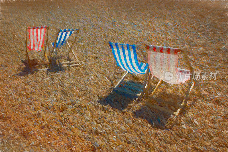 布莱顿海滩上的躺椅