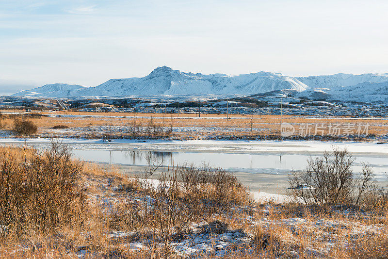 风景优美的冰岛乡村冬季景观