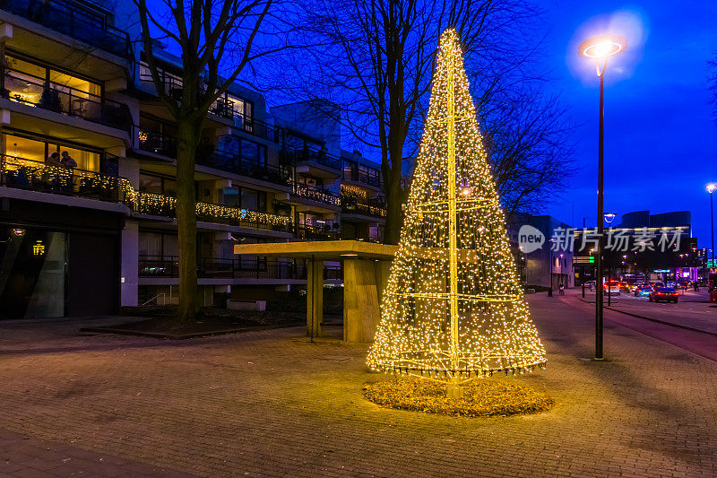 12月10日，在荷兰蒂尔堡，一棵圣诞树被点亮