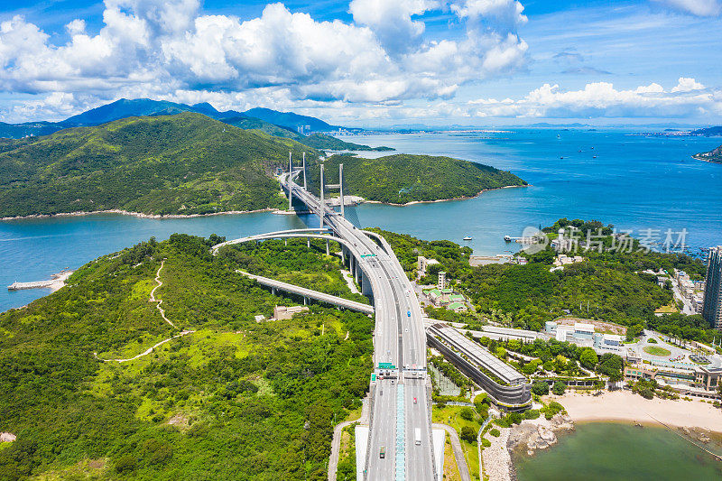 香港青马大桥鸟瞰图