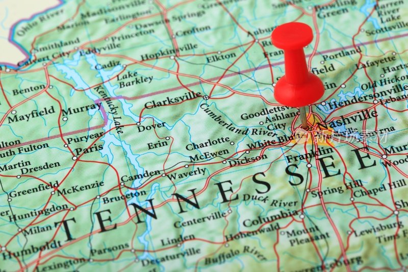 纳什维尔地图，田纳西州-美国
