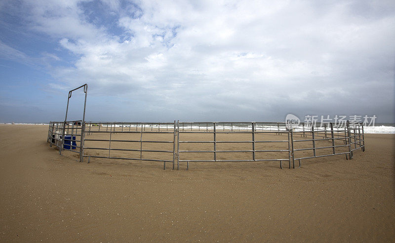 海滩上的空马栏
