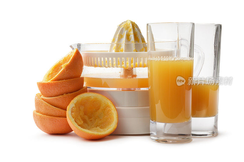 饮料:橙汁分离在白色背景