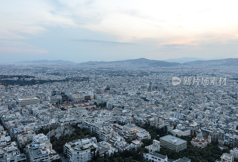 从利卡贝图斯山眺望希腊雅典的日落