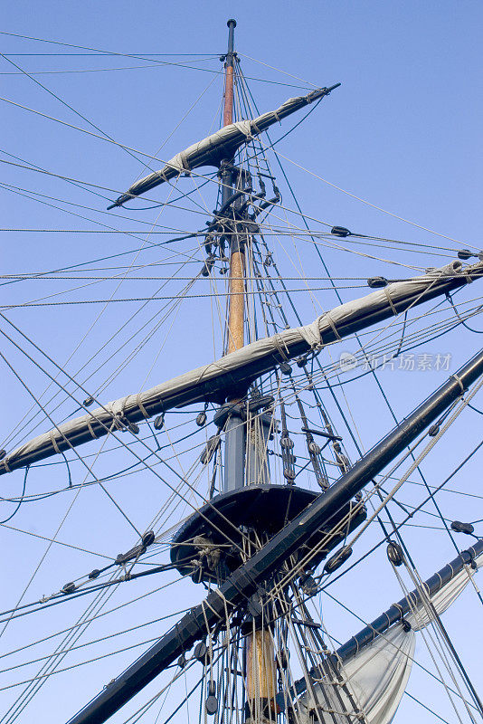 桅杆、帆和索具