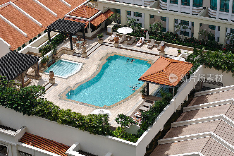 酒店的屋顶游泳池