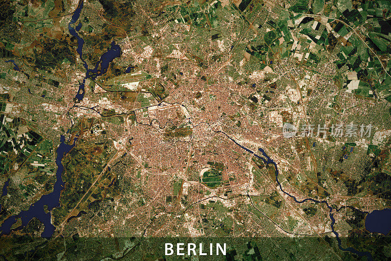 柏林城市地形图自然色彩